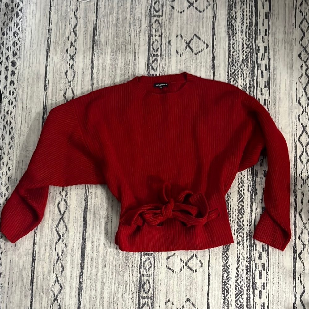 William B Red Ribbed Sweater